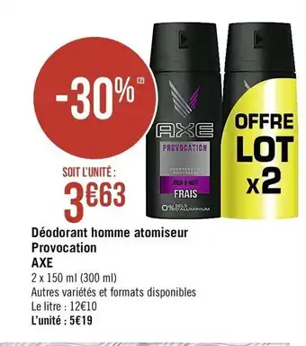 Géant Casino Déodorant homme atomiseur Provocation Axe offre