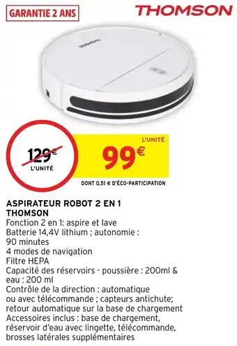 Intermarché Hyper Aspirateur robot 2 en 1 thomson offre