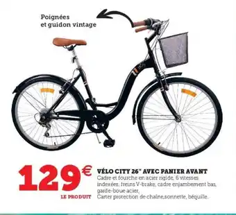 Super U Vélo City 26 Avec Panier Avant offre