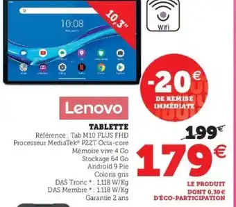 Super U Lenovo Tablette offre