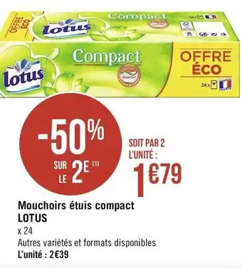 Géant Casino Mouchoirs étuis compact Lotus offre