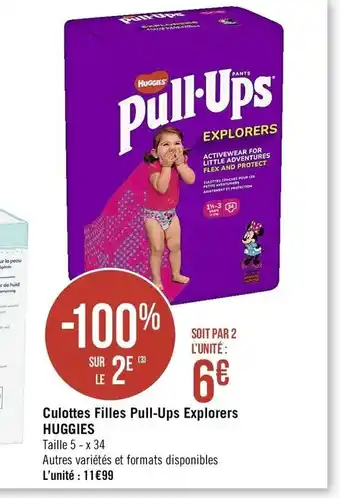 Géant Casino Culottes Filles Pull-Ups Explorers Huggies offre