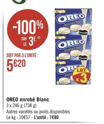 Oreo oreo enrobé blanc