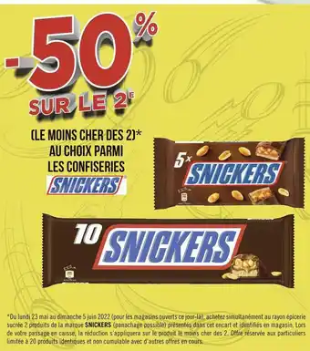 Géant Casino Snickers bon plan au choix parmi les confiseries de la marque snickers offre