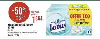 Géant Casino Mouchoirs boîte Sensitive Lotus offre