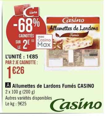 Géant Casino Casino allumettes de lardons fumés offre