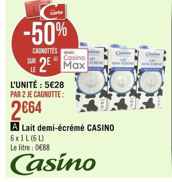Géant Casino Casino lait demi-écrémé offre