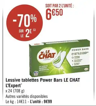 Géant Casino Le chat lessive tablettes power bars l’expert offre