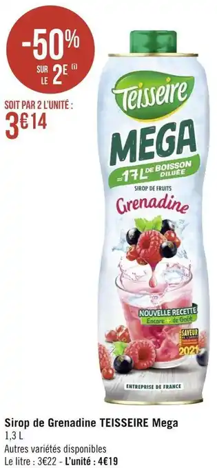 Géant Casino Teisseire sirop de grenadine mega offre