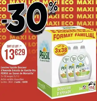 Géant Casino Persil lessive liquide douceur d’amande extraits de vanille bio au savon de marseille* offre