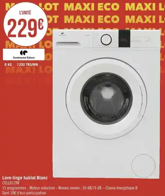 Géant Casino Continental edison lave-linge hublot blanc offre