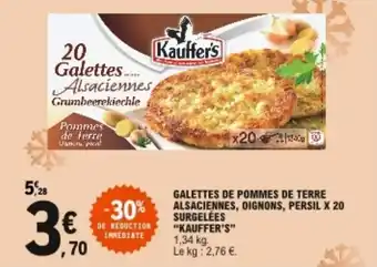 E.Leclerc Galettes de pommes de terre alsaciennes, oignons, persil X20 surgelées "kauffer's" offre