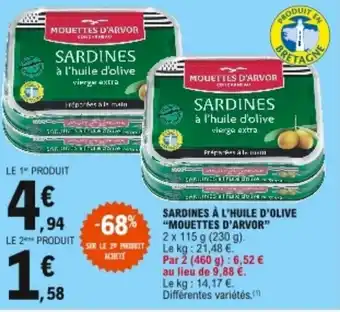 E.Leclerc Sardines à l'huile d'olive "mouettes d'arvor" offre