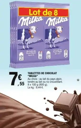 E.Leclerc Tablettes de chocolat "milka" offre
