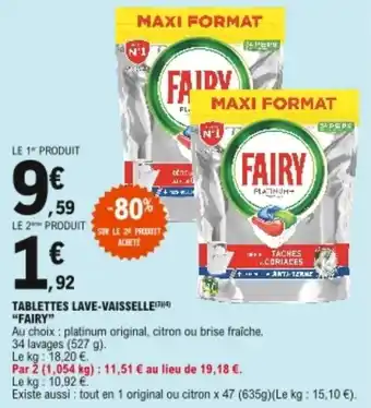 E.Leclerc Tablettes lave-vaisselle "fairy" offre