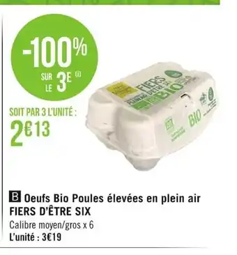 Casino Supermarchés Oeufs Bio Poules élevées En Plein Air Fiers d'être Six offre
