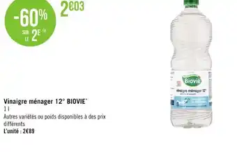 Casino Supermarchés Vinaigre Ménager 12° Biovie offre