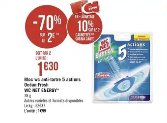 Bloc wc anti-tartre 5 actions Océan Fresh Wc Net Energy