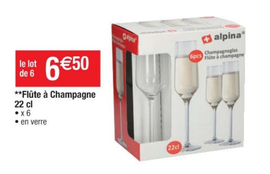 Promo Flûte à Champagne 22cl chez Cora
