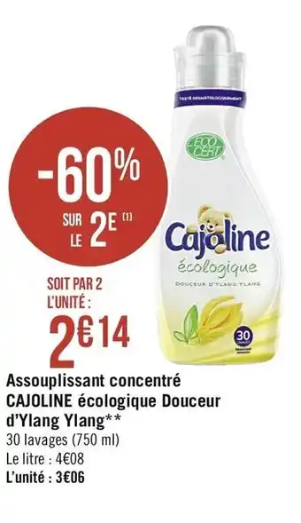 Assouplissant concentré Cajoline écologique Douceur d'Ylang Ylang
