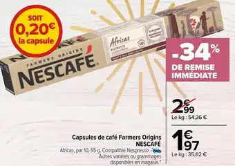 Carrefour Nescafé capsules de café farmers origins offre