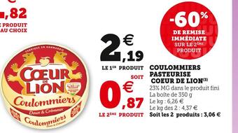U Express Coeur de lion coulommiers pasteurise offre