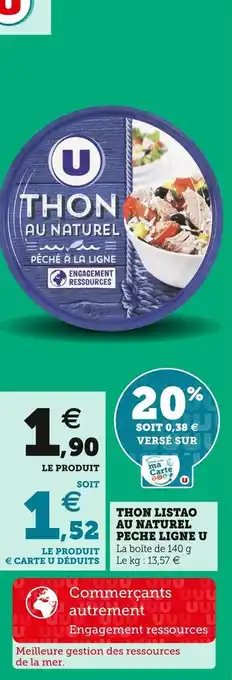 Super U U thon listao au naturel peche ligne offre