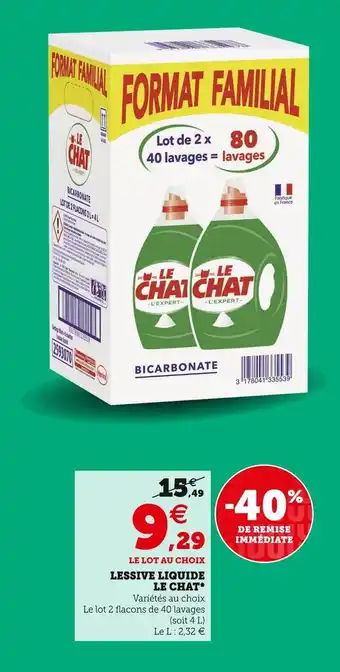 Super U Le chat* lessive liquide offre