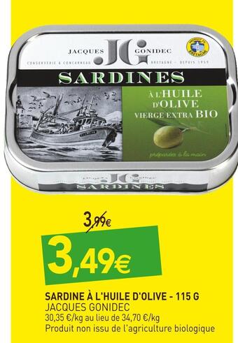 naturéO Jacques gonidec sardine à l'huile d'olive offre