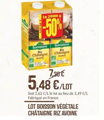 naturéO Bonneterre lot boisson végétale châtaigne riz avoine offre