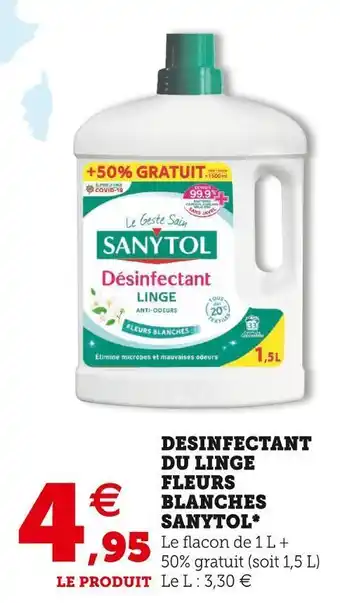 Super U Sanytol desinfectant du linge fleurs blanches* offre