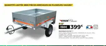 Feu Vert Erdé classic remorque eco 150 offre