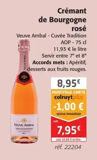 Colruyt Cremant de bourgogne rose offre
