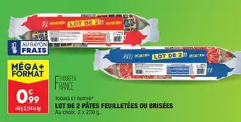 ALDI TOQUES ET TARTES lot de 2 pâtes feuilletées ou brisées offre