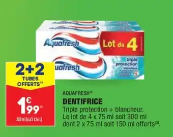 ALDI AQUAFRESH dentifrice offre