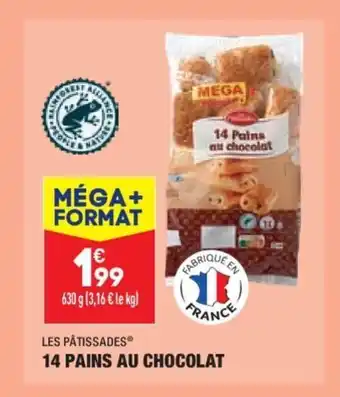 ALDI LES PÂTISSADES 14 pains au chocolat offre