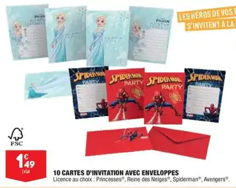 10 cartes d'invitation avec enveloppes