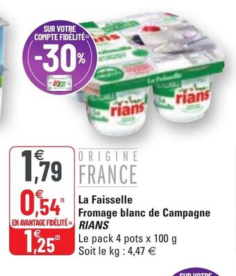 G20 La Faisselle Fromage Blanc de Campagne Rians offre