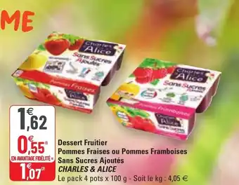G20 Dessert Fruitier Pommes Fraises Ou Pommes Framboises Sans Sucres Ajoutés Charles & Alice offre