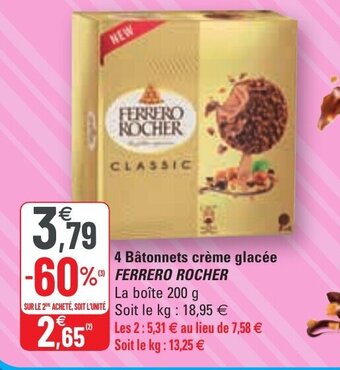 G20 4 Bâtonnets Crème Glacée Ferrero Rocher offre