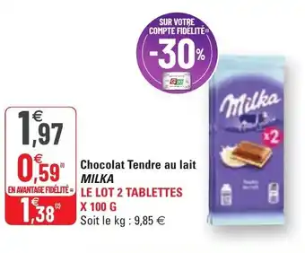 G20 Chocolat Tendre Au Lait Milka offre