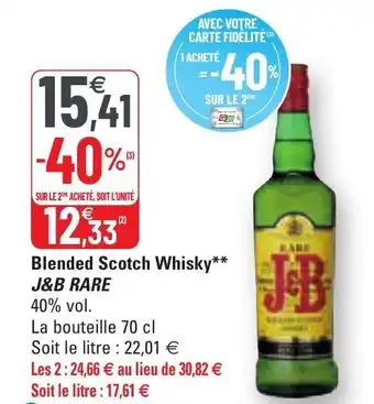 G20 Blended Scotch Whisky J&B Rare offre