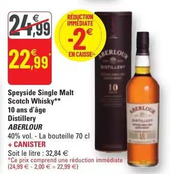 G20 Speyside Single Malt Scotch Whisky 10 Ans d'âge Distillery Aberlour offre