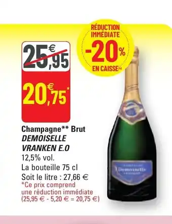 G20 Champagne Brut Demoiselle Vranken E.0 offre