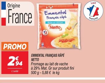 Netto Emmental Français Râpé Netto offre