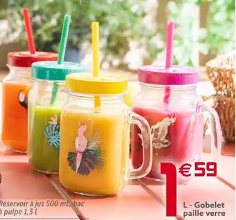 Gifi Gobelet paille verre 480 ml offre