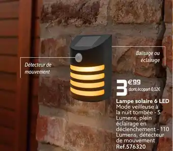 Gifi Lampe solaire 6 led offre