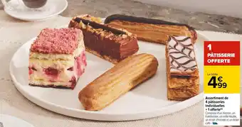Carrefour Assortiment de 4 pâtisseries individuelles + 1 offerte offre