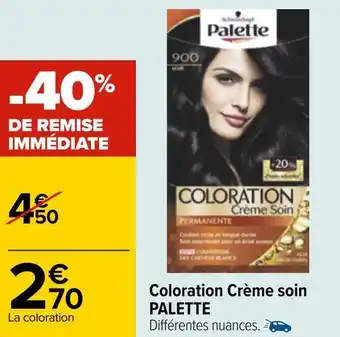 Carrefour Schwarzkopf coloration crème soin palette offre