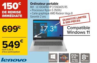 Carrefour Lenovo ordinateur portable offre